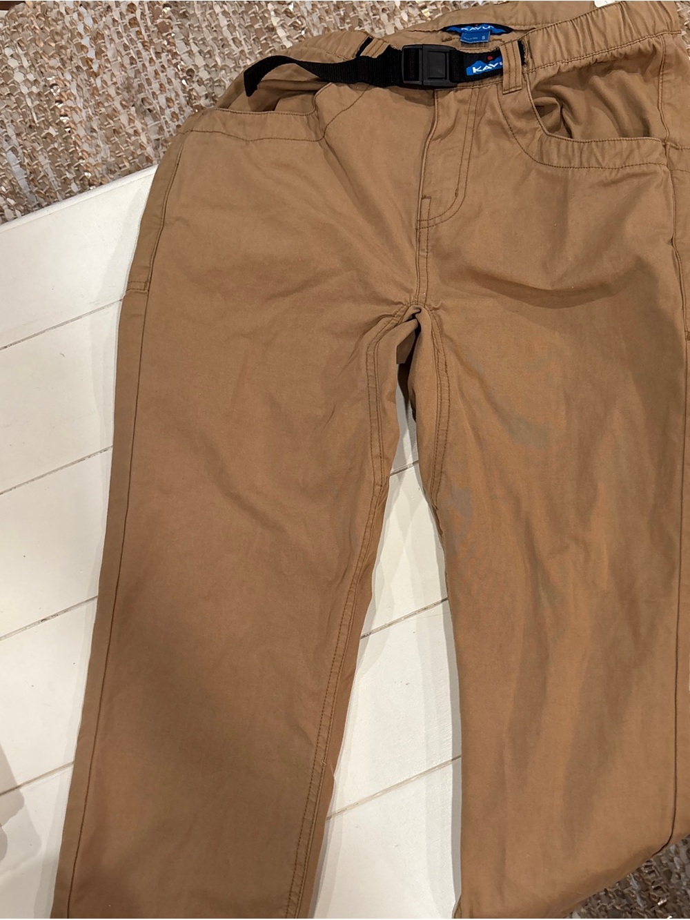 Kavu Men's Brown Stretch Chinos with Webbing Belt